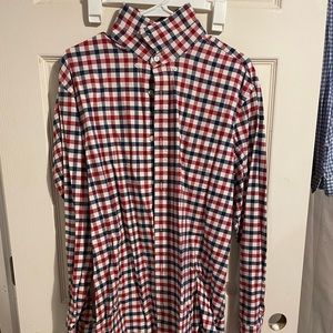 Banana Republic red navy white button up XL
